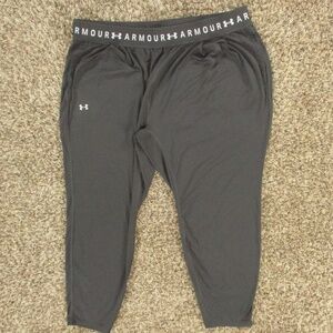 Under Armour Pants Women's XL Dark Gray Crop Pull On Athletic Workout Joggers